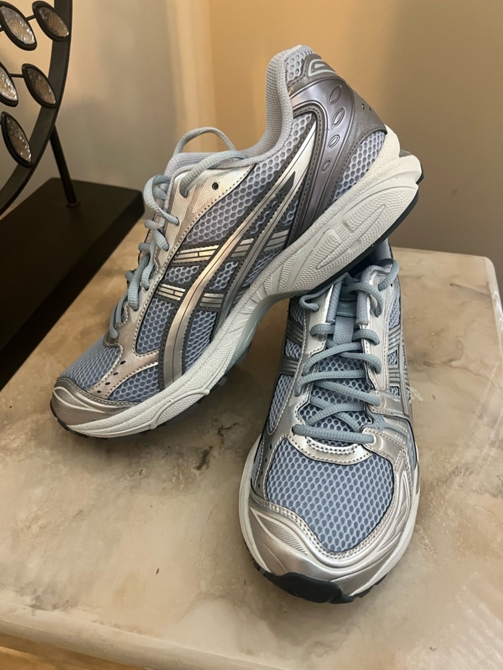 Men Light Blue and Silver Athletic Sneakers